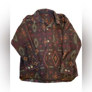 Tsunami Vintage Aztec Southwestern Print Soft Fleece Button Down Shacket Medium